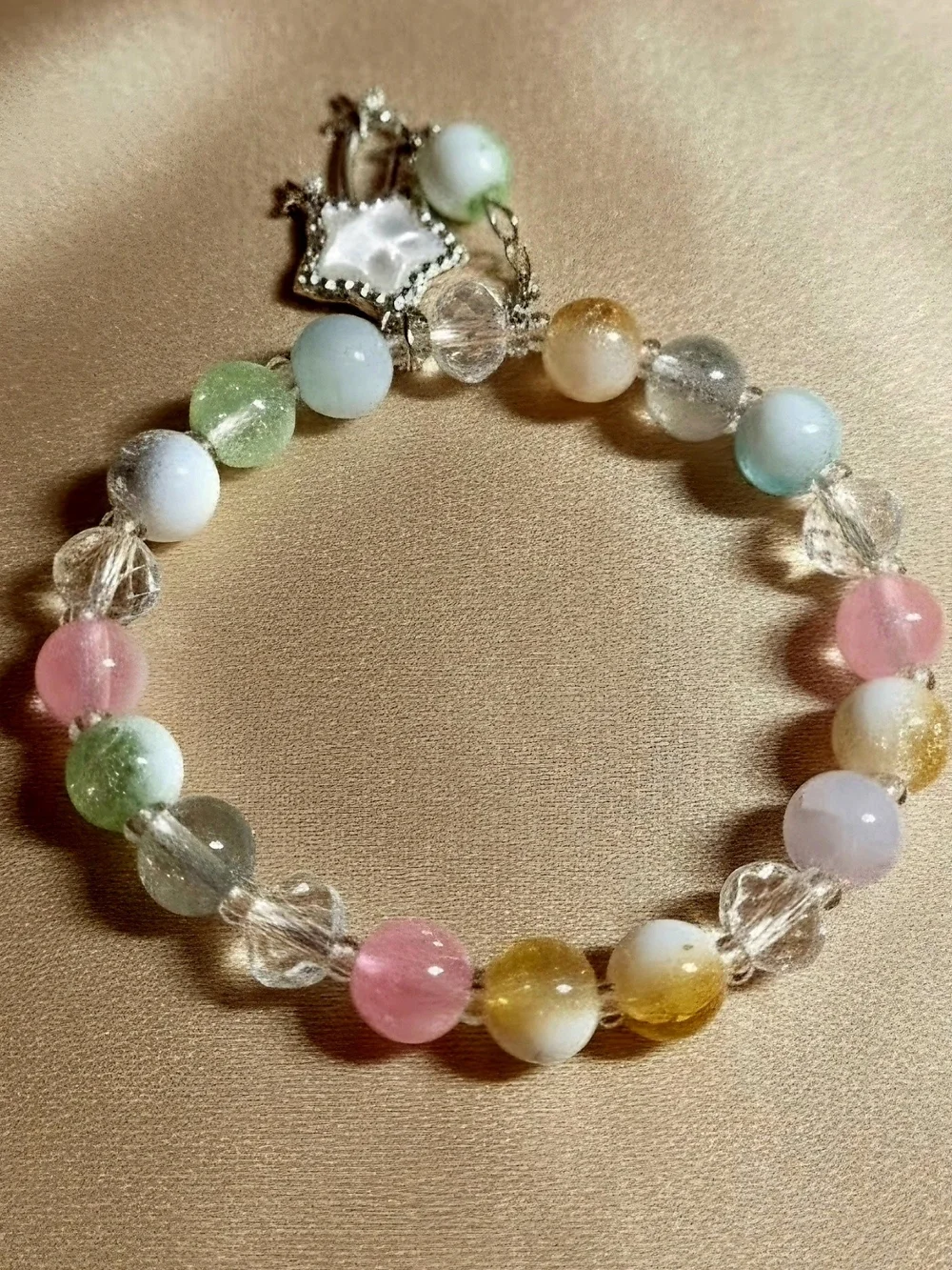 Pastel Multi-Bead Star Charm Bracelet - Unbranded